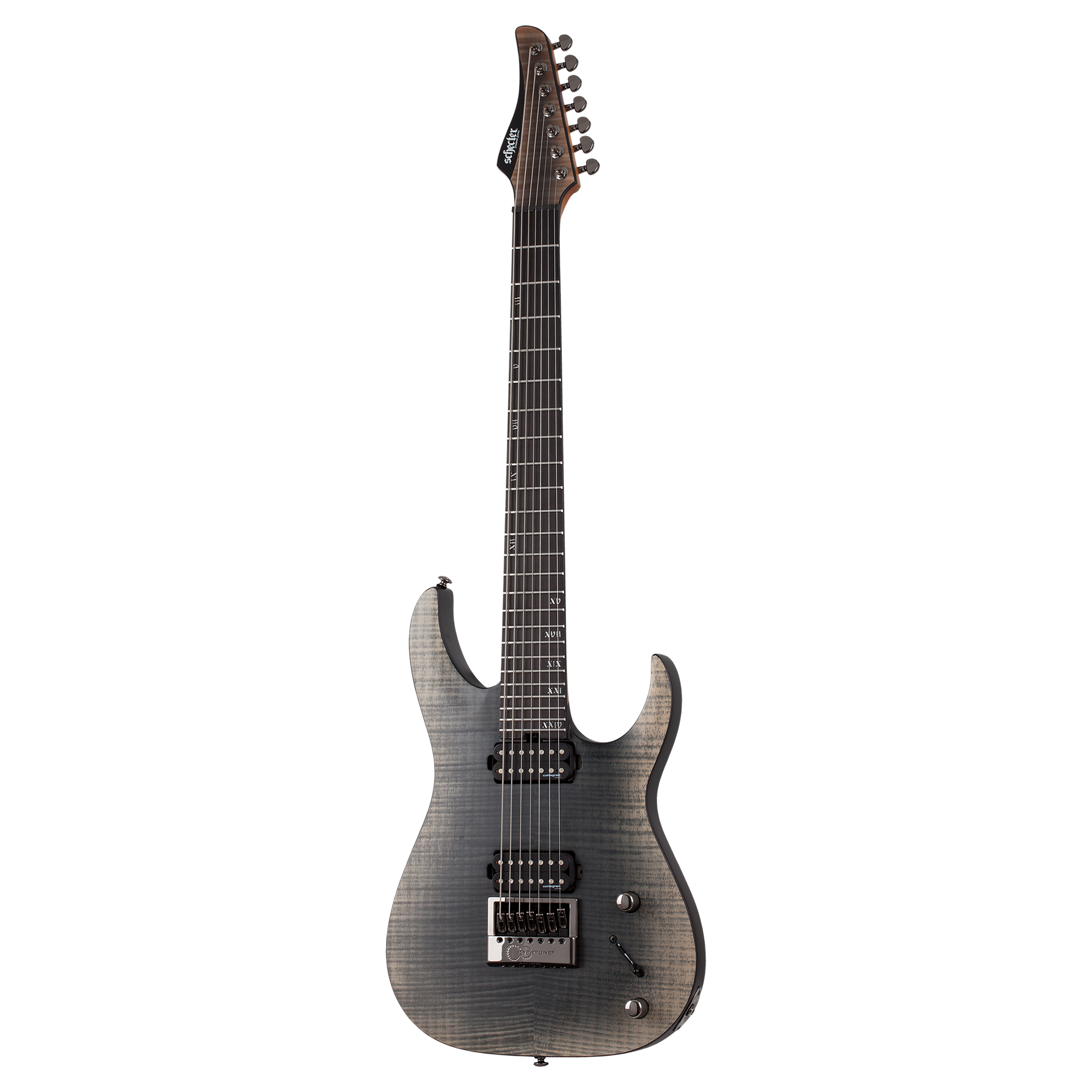 Schecter Banshee Mach-7 Fallout Burst Guitarra Eléctrica 7 Cuerdas Evertune