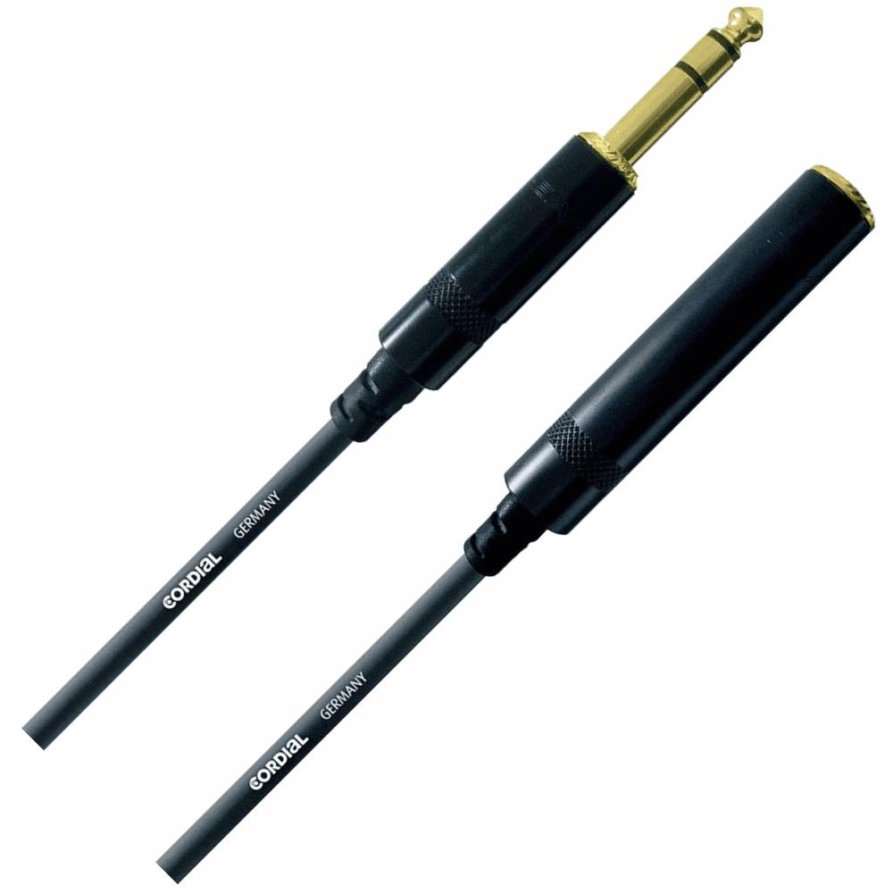 Cordial CFM10VK Cable Extensión Plug 1/4 TRS a Plug Hembra 10mts