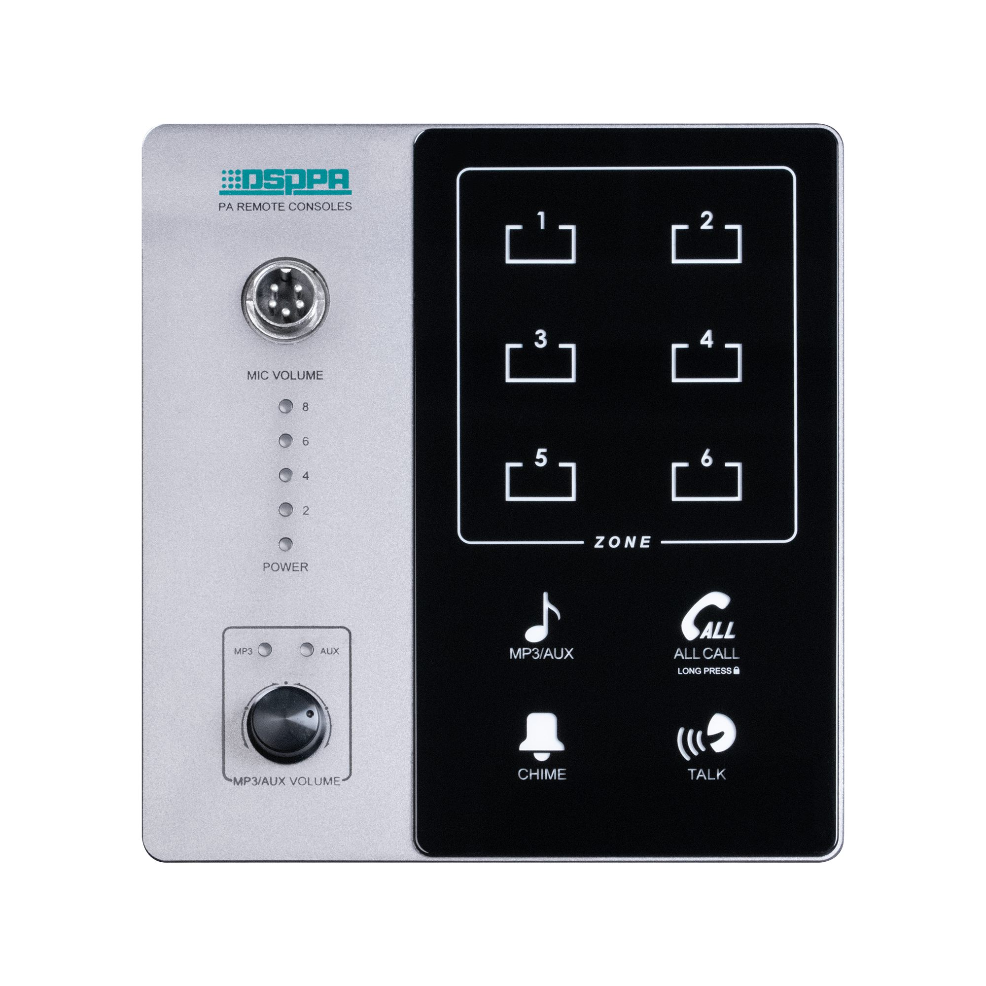 DSPPA DMA20 Micrófono de pedestal Remote Paging de 6 zonas