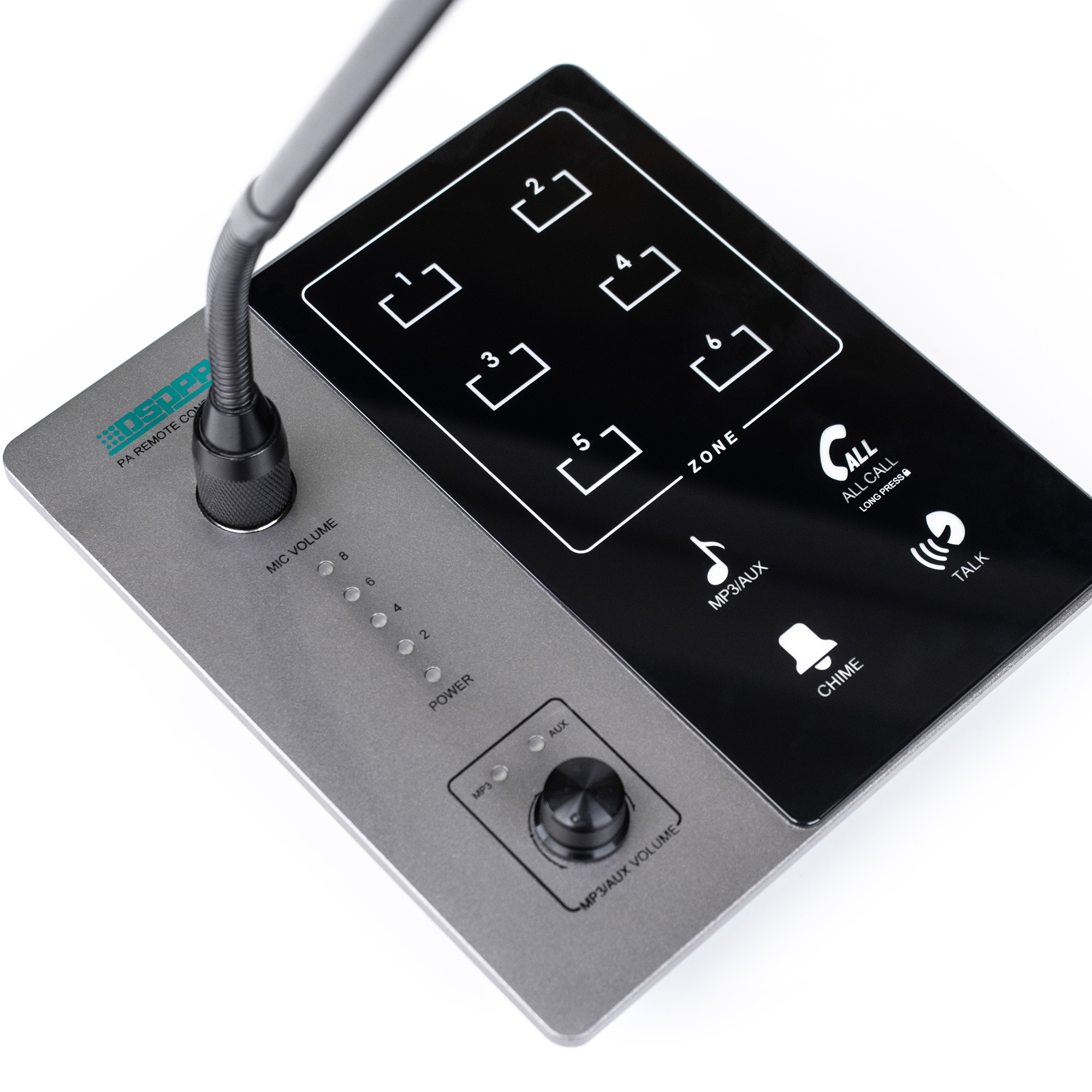DSPPA DMA20 Micrófono de pedestal Remote Paging de 6 zonas