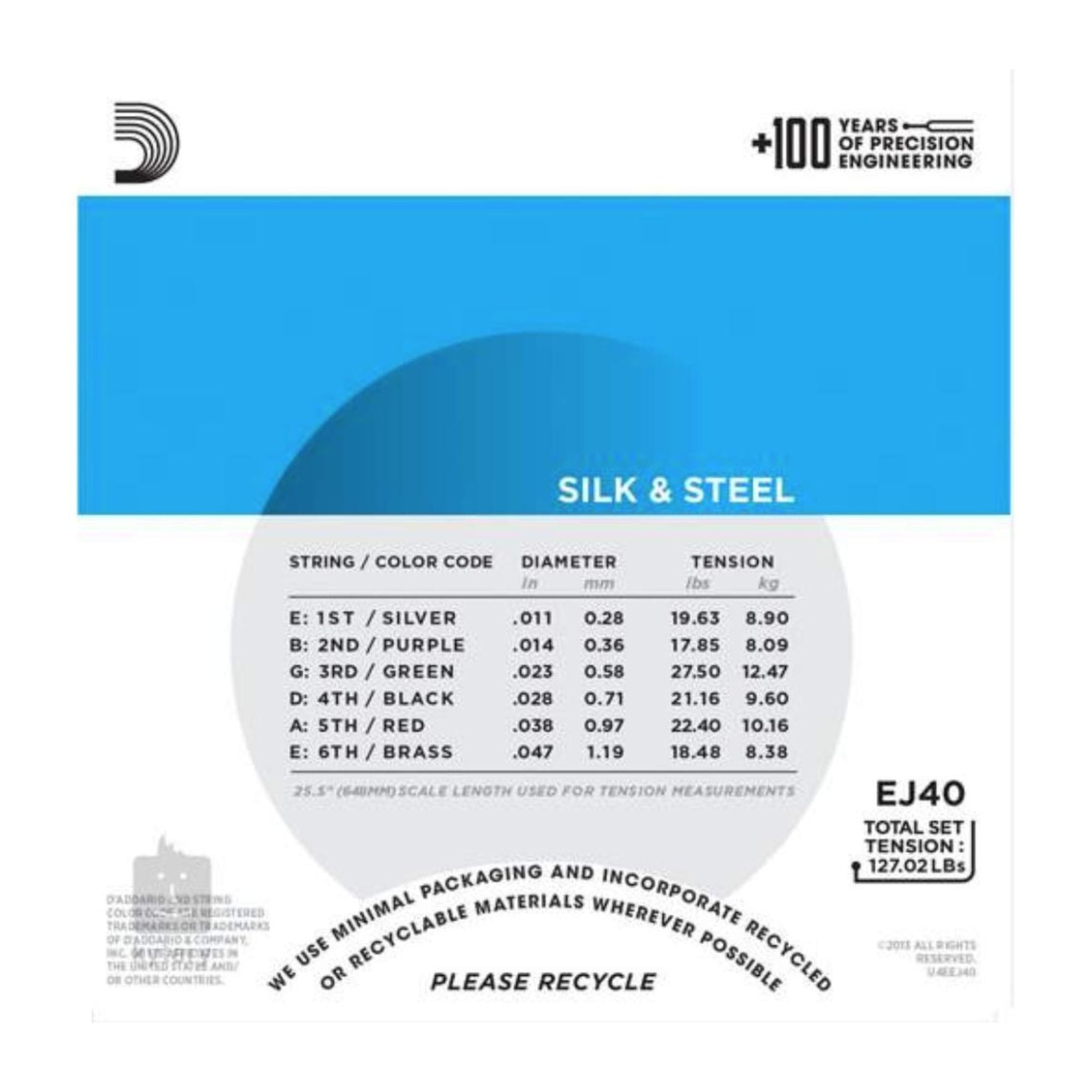 Daddario EJ40 Cuerdas Guitarra Acústica - Folk 11-47