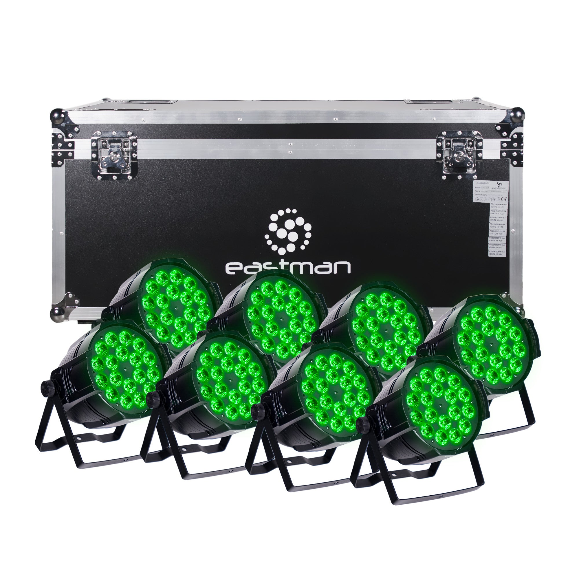 Eastman 8 IGNITE 18 Par LED RGBWAP 18x12W + Flight Case