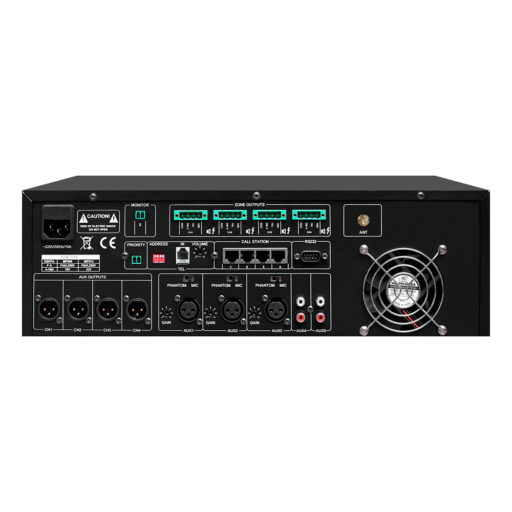 DSPPA MP912 Matriz y Amplificador de Línea de 4 Zonas de 4x120 W