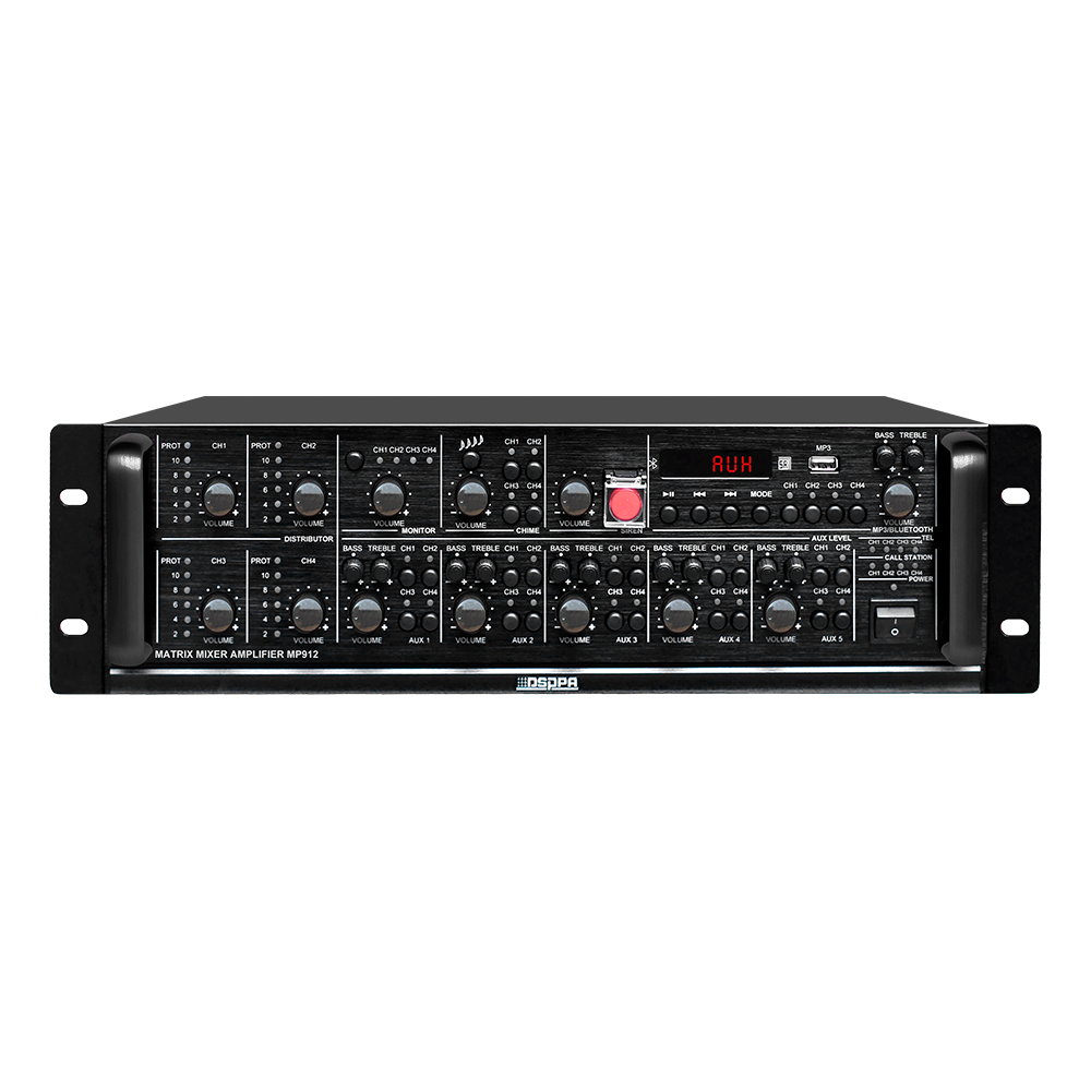 DSPPA MP912 Matriz y Amplificador de Línea de 4 Zonas de 4x120 W