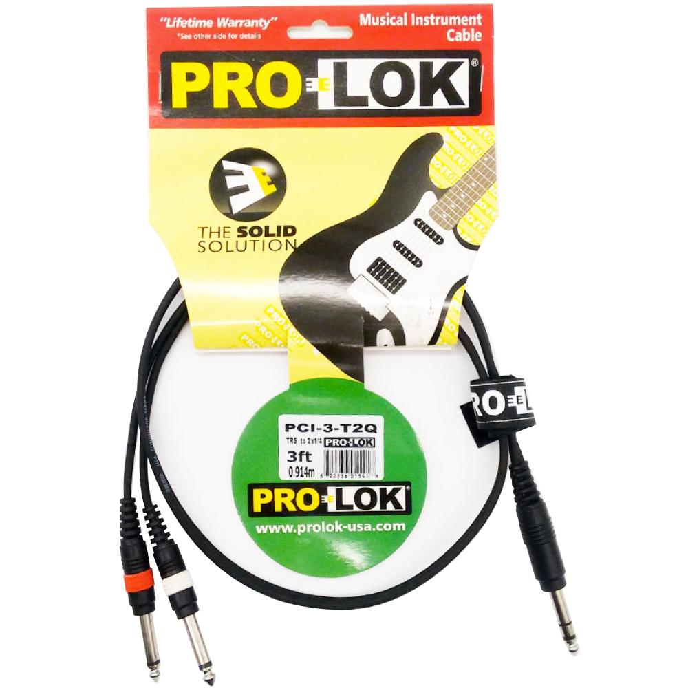 ProLok PCI3T2Q Cable 2 Plug 1/4 TS a 1 Plug 1/4 TRS 0,9mts Promusic