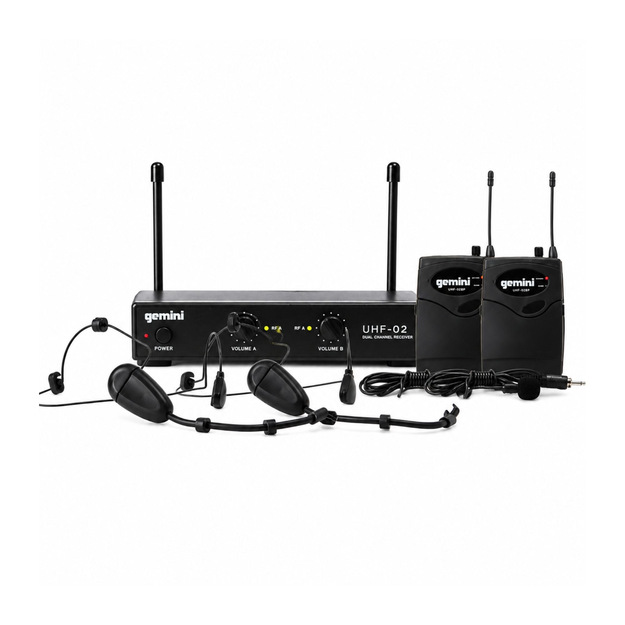 Gemini UHF-02HL Sistema Inalámbrico Cintillo - Solapa Doble UHF