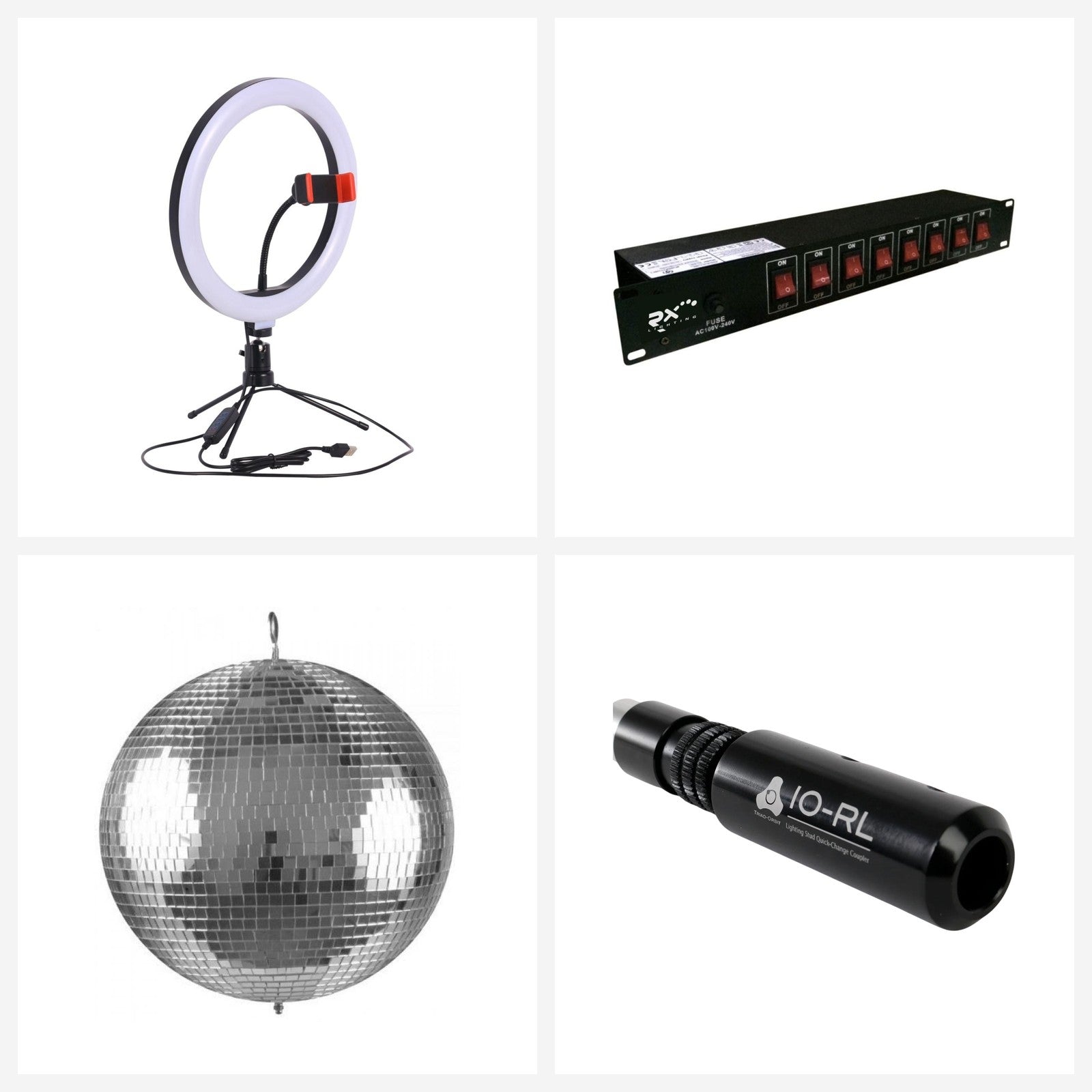 Accesorios de Iluminacion: cuatro productos representativos de la categoria en Promusic