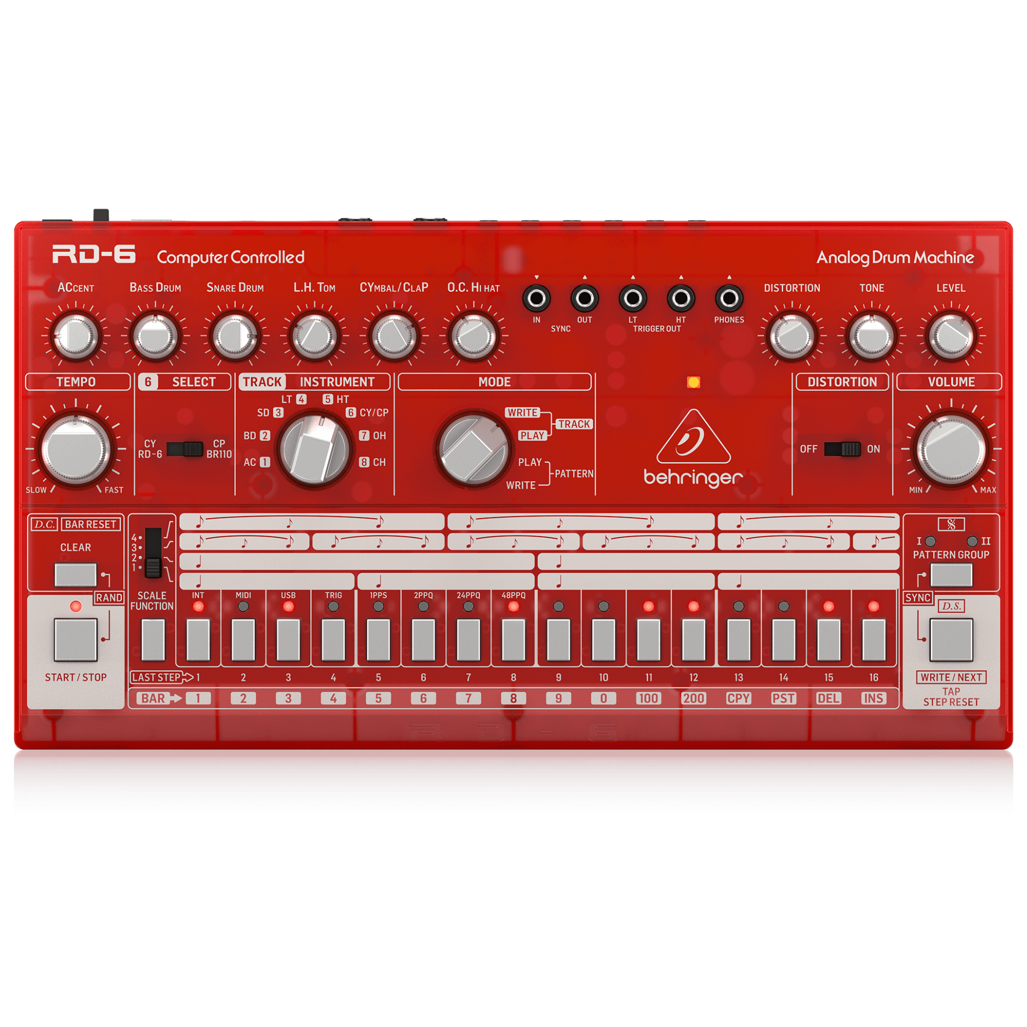 Behringer RD6SB Drum Machine Rojo Análogo Secuenciador