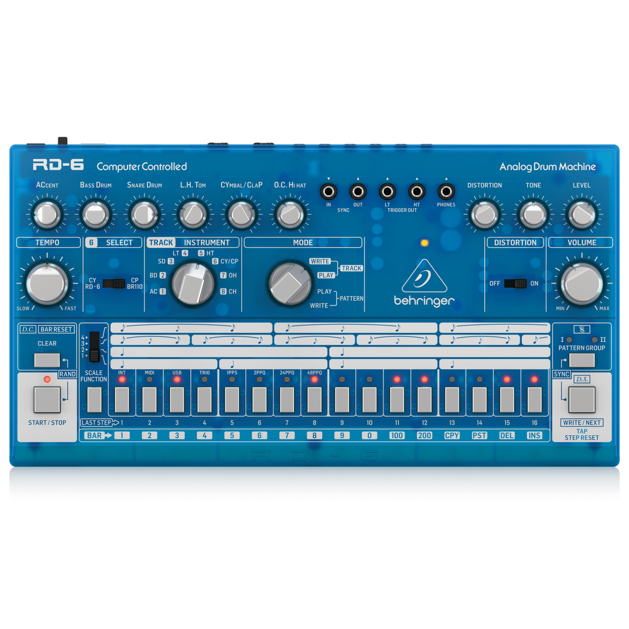 Behringer RD6BB Drum Machine Celeste Análogo Secuenciador