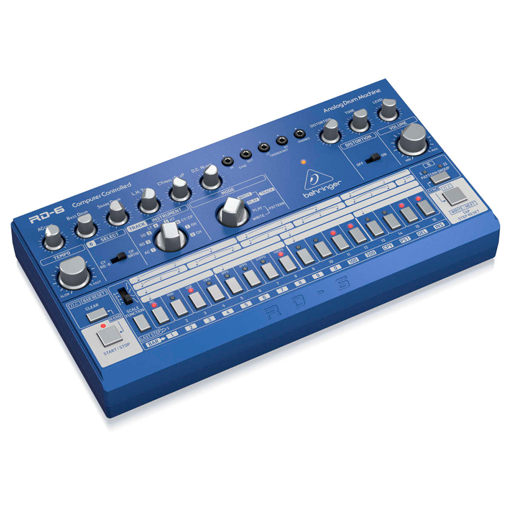 Behringer RD6BU Drum Machine Azul Análogo Secuenciador