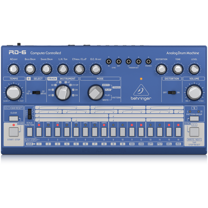Behringer RD6BU Drum Machine Azul Análogo Secuenciador