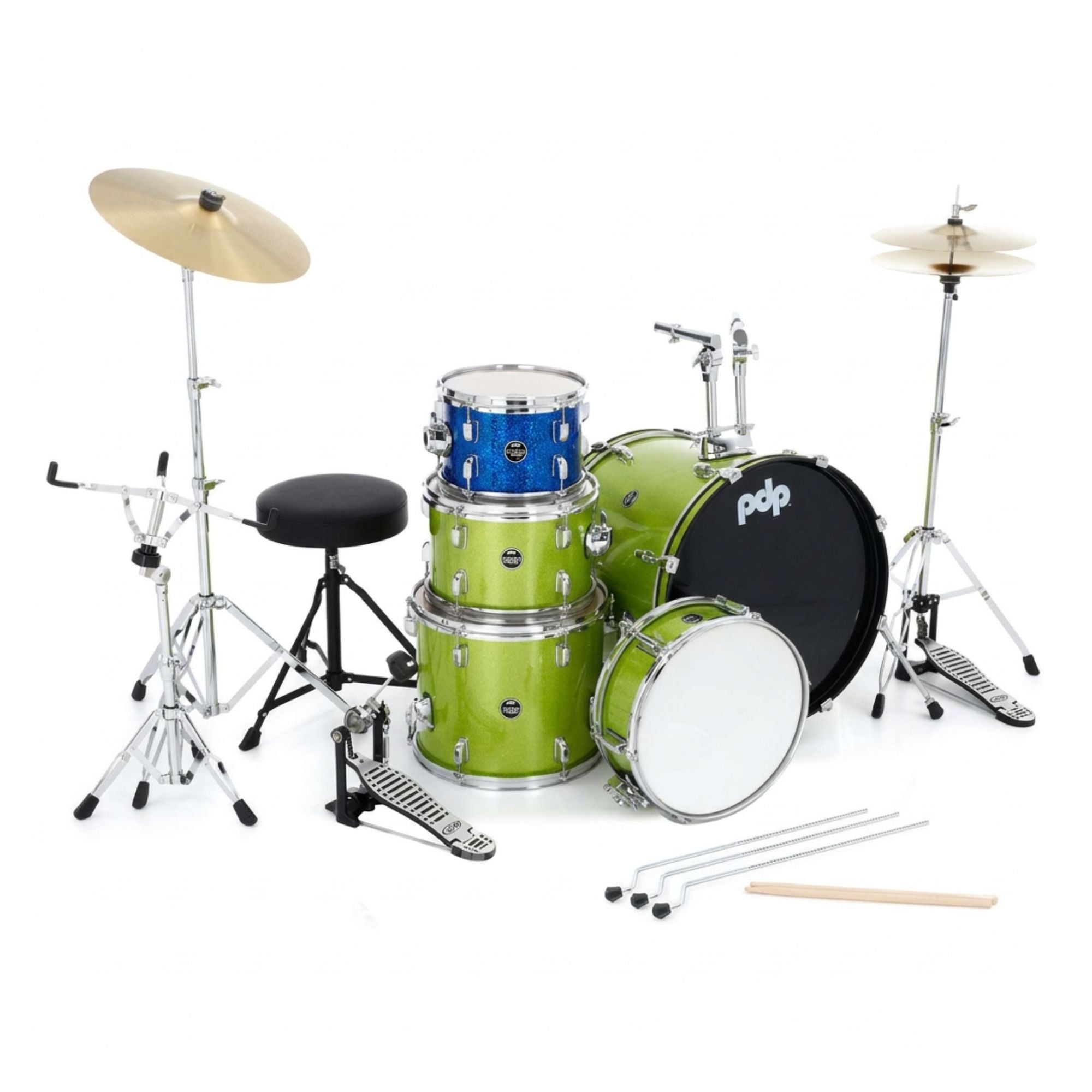 PDP PDCE2215KTEL Center Stage Series Batería Acústica 5Pcs Electric Green Sparkle