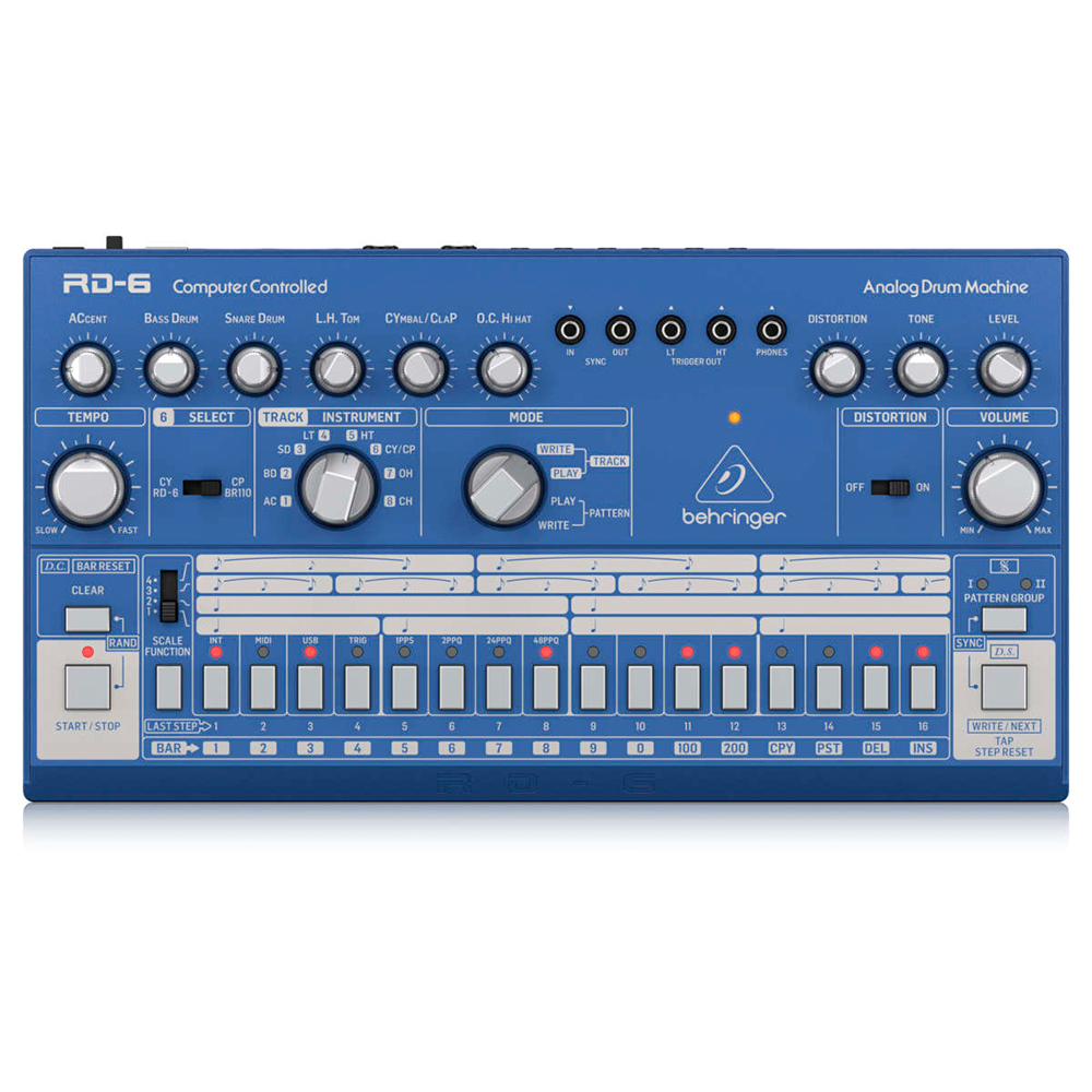 Behringer RD6BU Drum Machine Azul Análogo Secuenciador