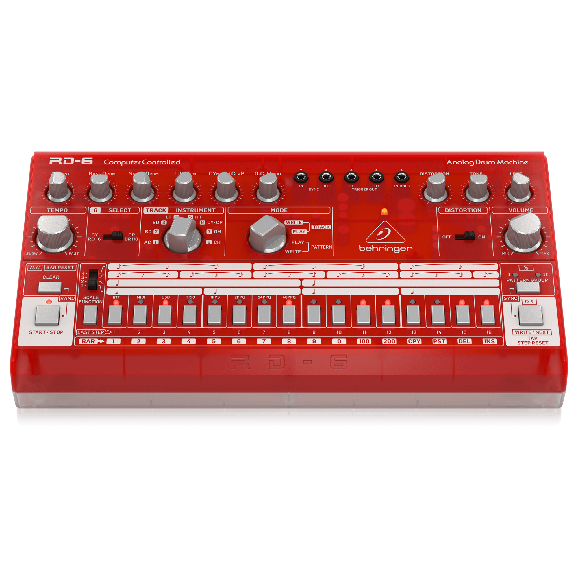 Behringer RD6SB Drum Machine Rojo Análogo Secuenciador