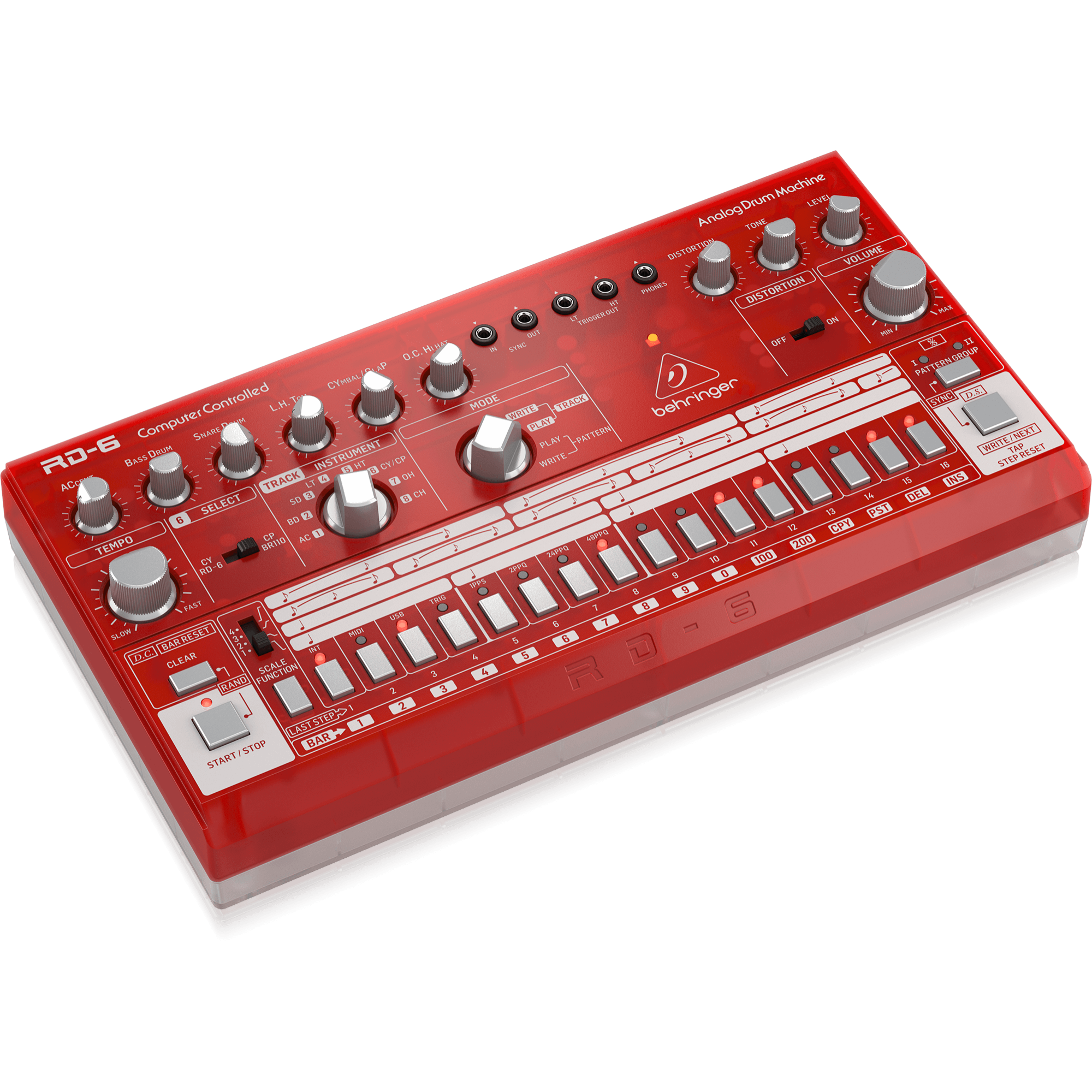 Behringer RD6SB Drum Machine Rojo Análogo Secuenciador