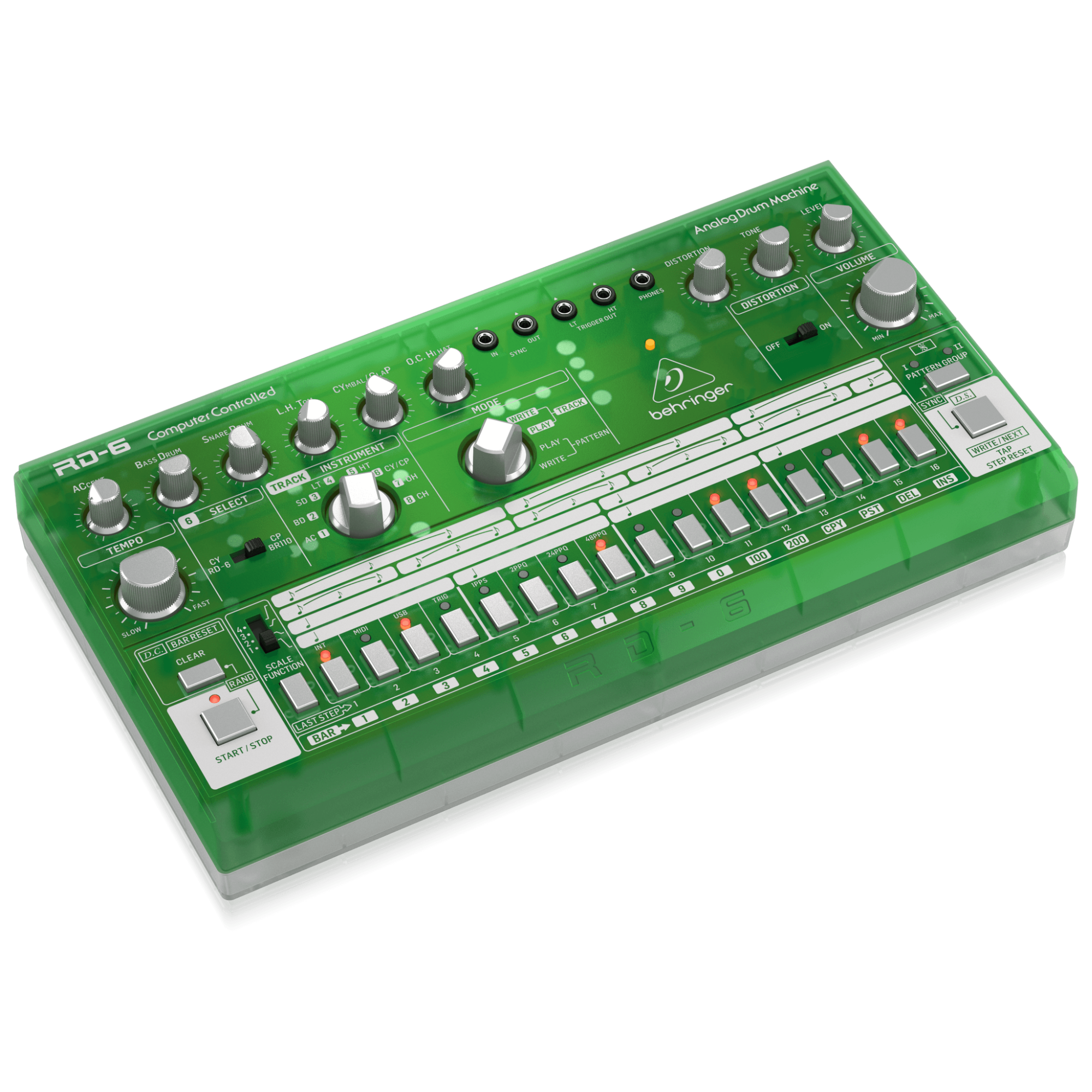 Behringer RD6LM Drum Machine Verde Análogo Secuenciador