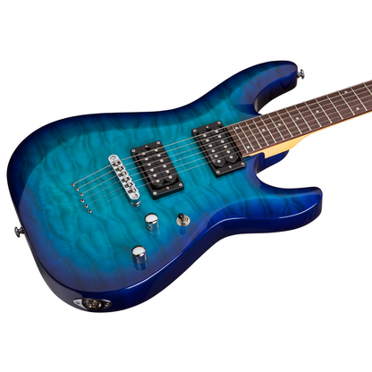 Schecter C-6 Plus Ocean Blue Burst Guitarra Eléctrica 6 cuerdas