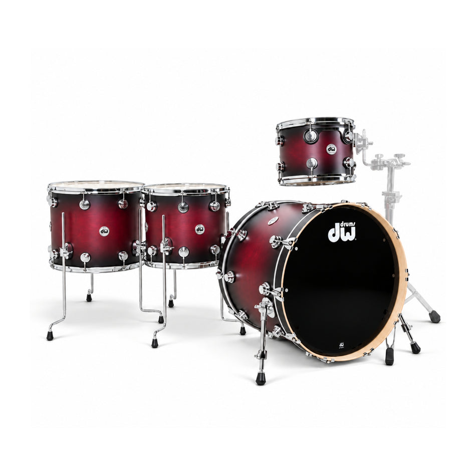 DW Drums Shellpack Collector's Series® 4 Piezas Satin Oil Cherry to Ebony Burst