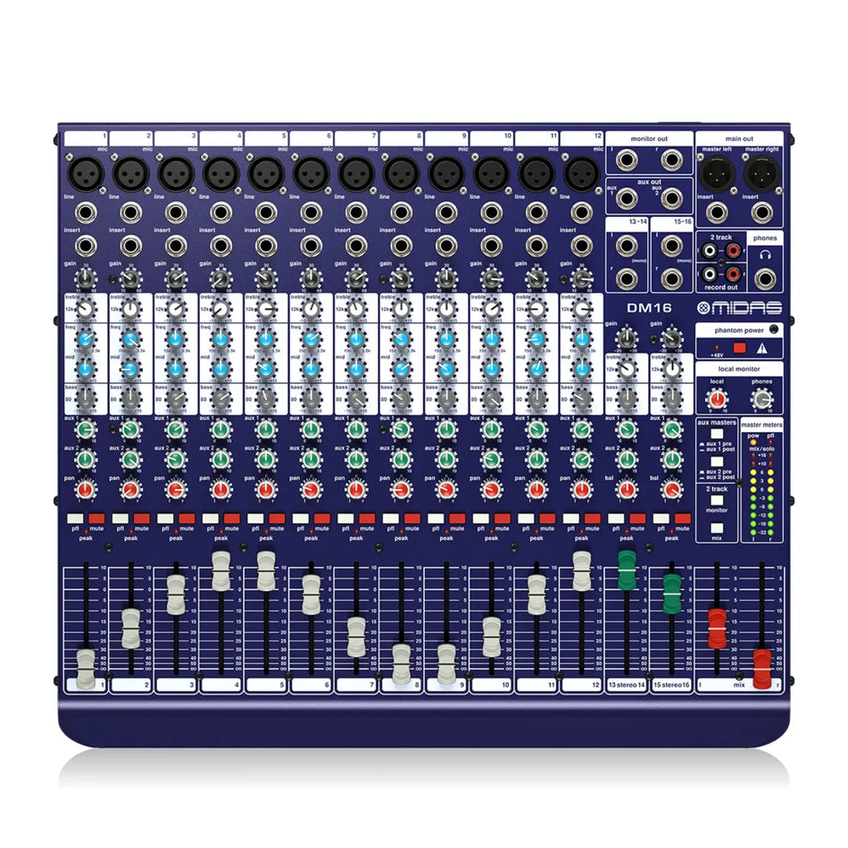 Midas DM16 Mezclador Análogo 16 Canales 12 Preamps
