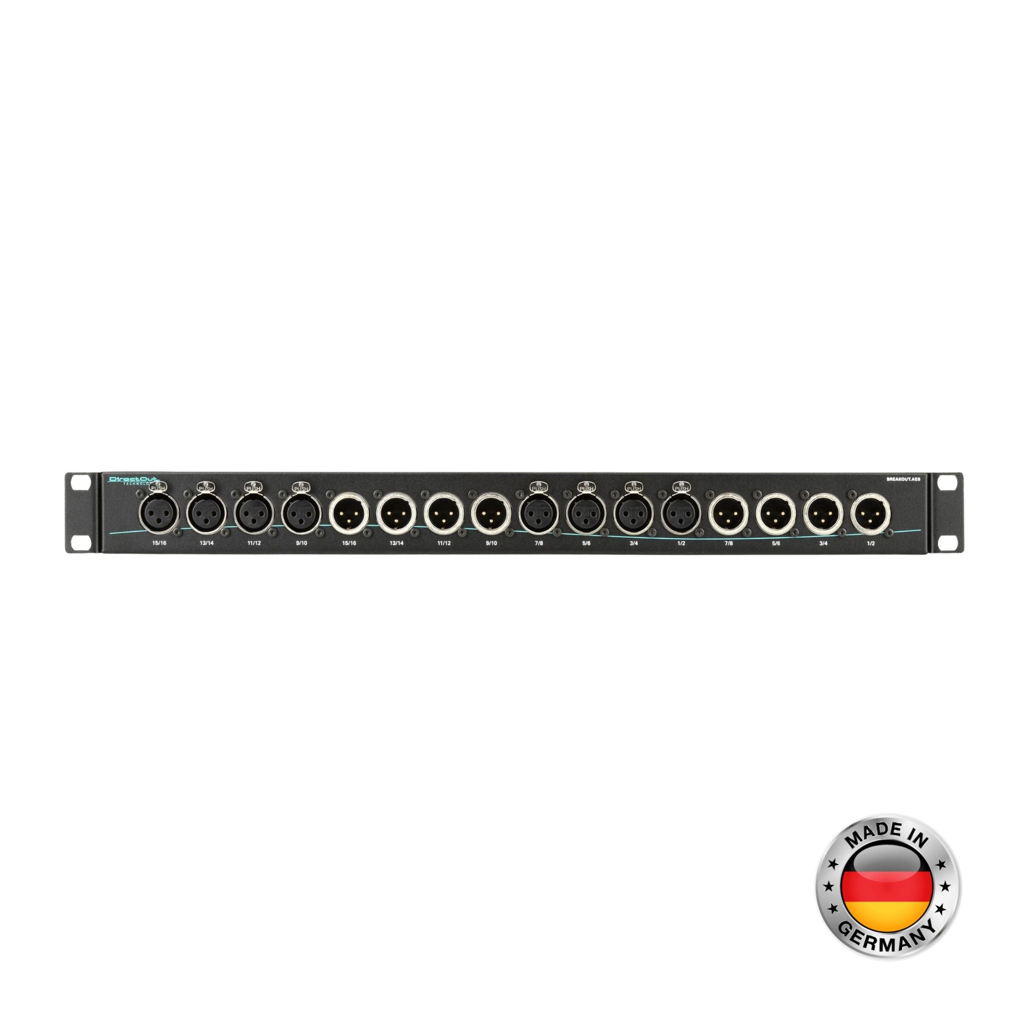 DirectOut BREAKOUT.AES Caja de Distribución AES3 1U 16 Canales DSUB-25 a XLR