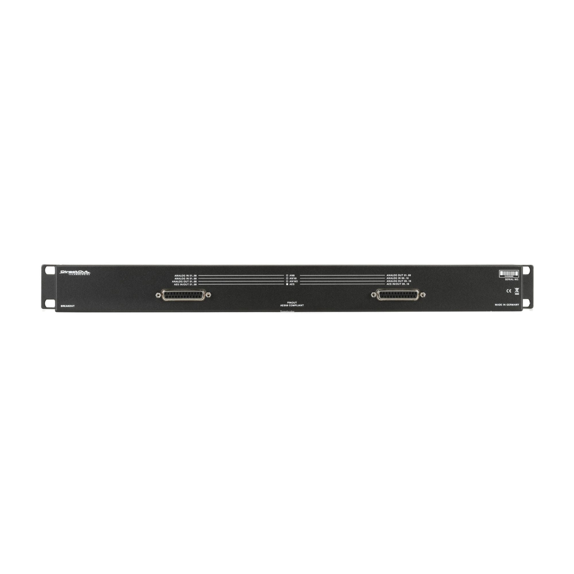 DirectOut BREAKOUT.AES Caja de Distribución AES3 1U 16 Canales DSUB-25 a XLR