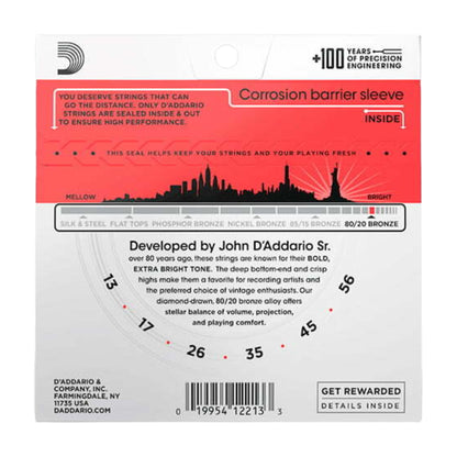 Daddario Pack 5 juegos de cuerdas EJ12 Guitarra acústica calibre .013-.056
