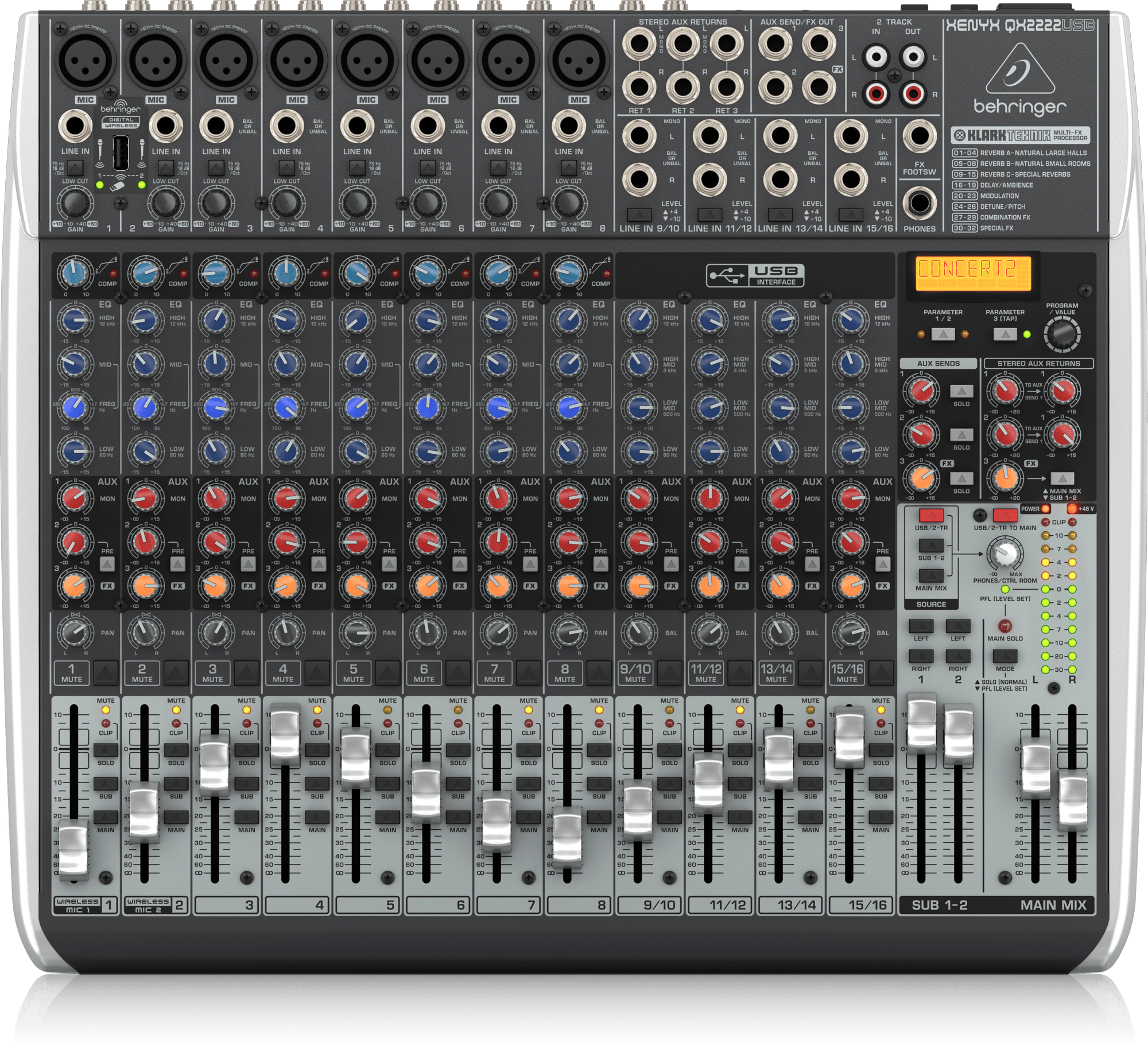 Behringer QX2222USB Mezclador 22 Canales FX/USB