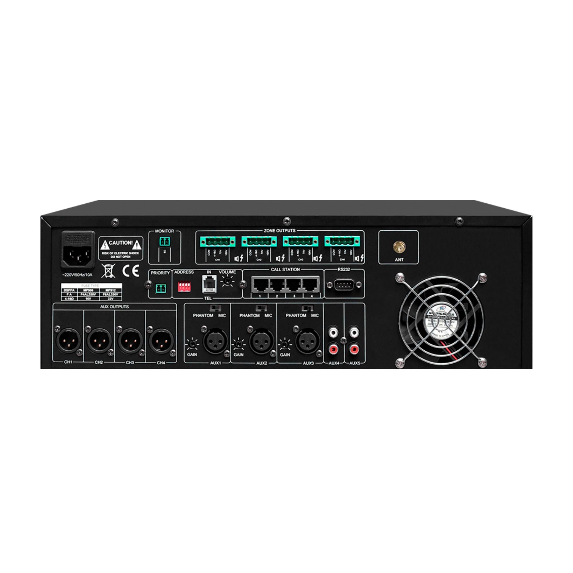 DSPPA MP912 Matriz y Amplificador de Línea de 4 Zonas de 4x120 W
