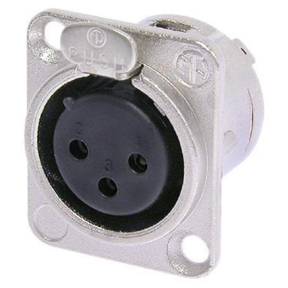 Neutrik NC3FDL1 Conector XLR Chasis Hembra Cuadrado 3 Pines