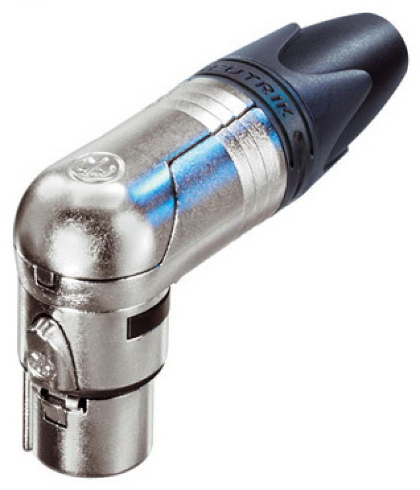 Neutrik NC3FRX Conector XLR Hembra Volante en Ángulo Recto 3 Pines Niquelado