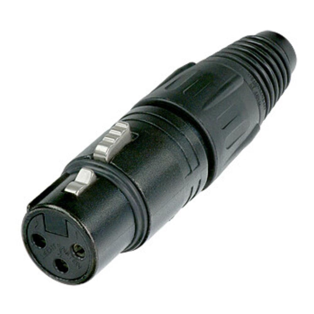 Neutrik NC3FX-B Conector XLR Hembra Volante 3 Pines Negro con Contactos de Oro