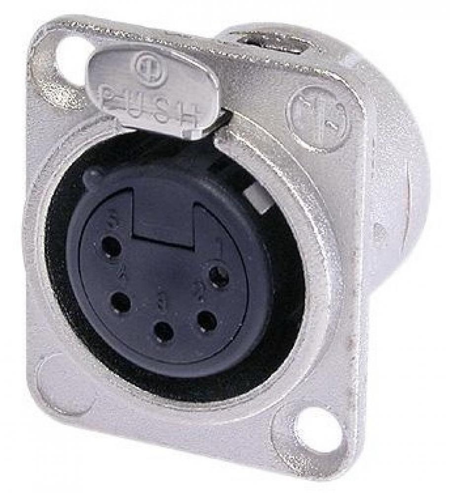 Neutrik NC5FD-L-1 Conector XLR Hembra de Chasis 5 Pines Niquelado