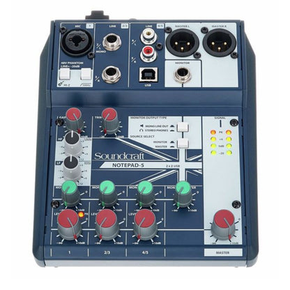 Soundcraft Notepad-5 Mezclador Análogo 5 Canales con Interfaz USB