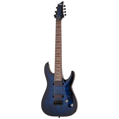 Schecter Omen Elite-7 See Thru Blue Burst Guitarra Eléctrica 7 cuerdas