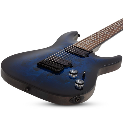 Schecter Omen Elite-7 See Thru Blue Burst Guitarra Eléctrica 7 cuerdas