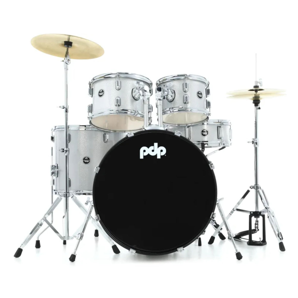 PDP Pack Batería 5 Piezas + Hardware + Platillos / Center Stage Diamond White Sparkle