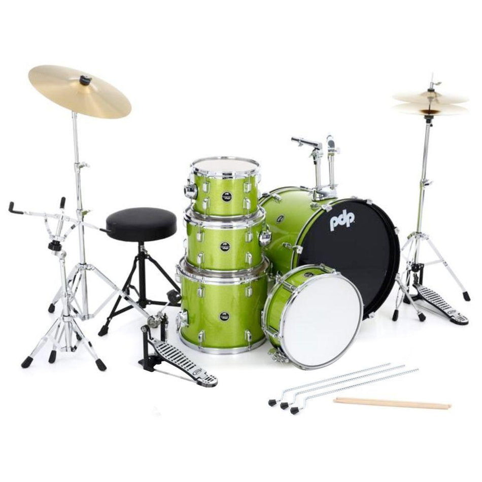 PDP Batería Acústica Center Stage Electric Green Sparkle 5 Piezas