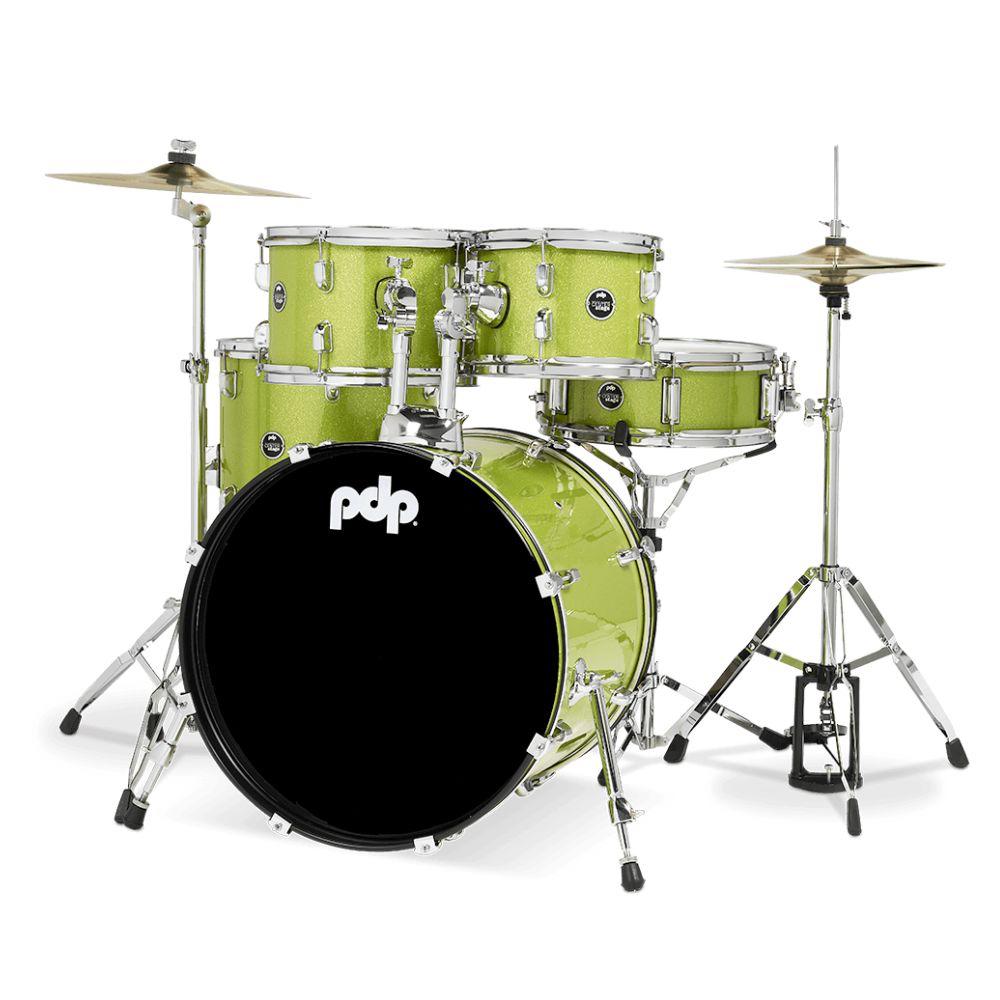 PDP Batería Acústica Center Stage Electric Green Sparkle 5 Piezas
