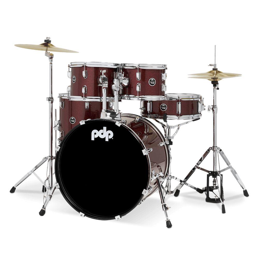 PDP PDCE2215KTRR Batería Acústica Center Stage Ruby Red Sparkle 5Pcs