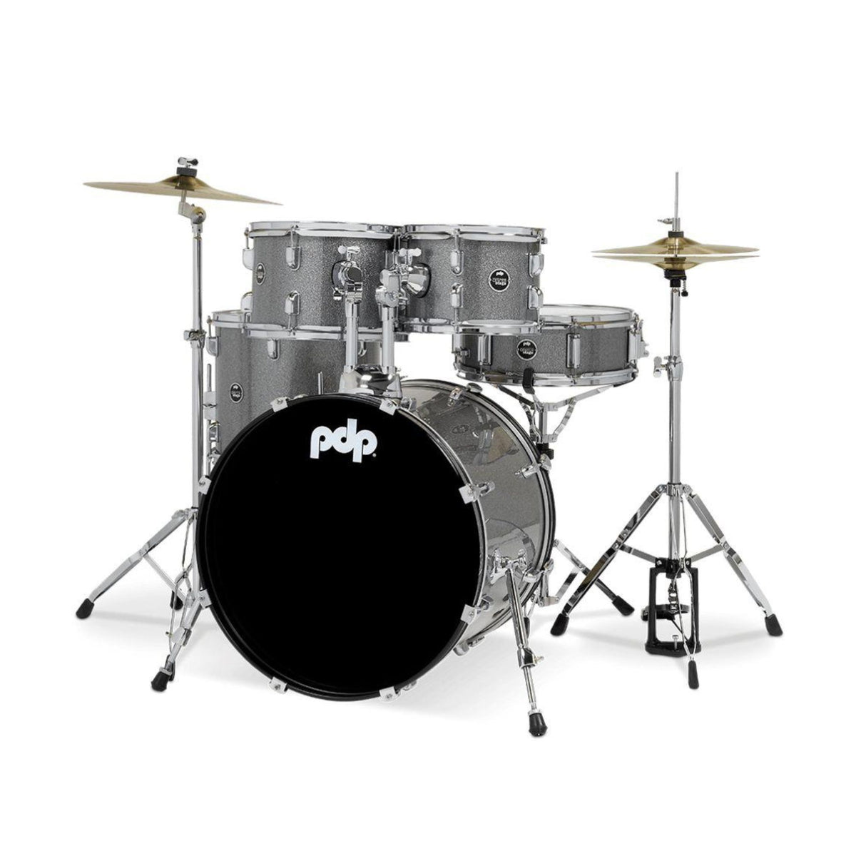PDP Pack Batería 5 Piezas + Hardware + Platillos / Center Stage Silver Sparkle