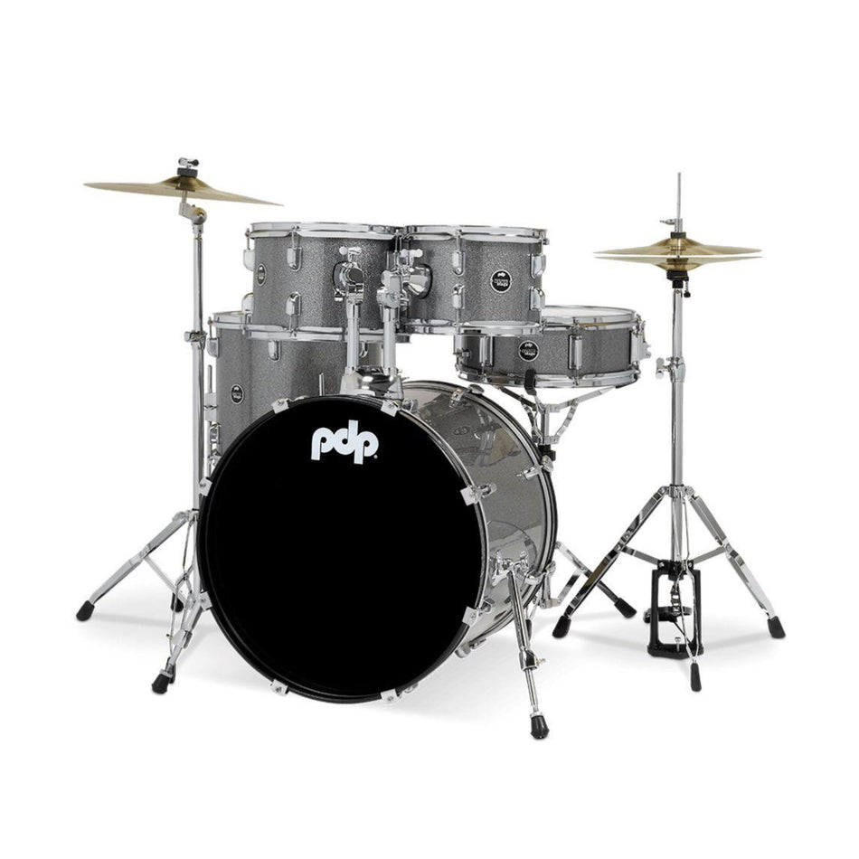 PDP Pack Batería 5 Piezas + Hardware + Platillos / Center Stage Silver Sparkle