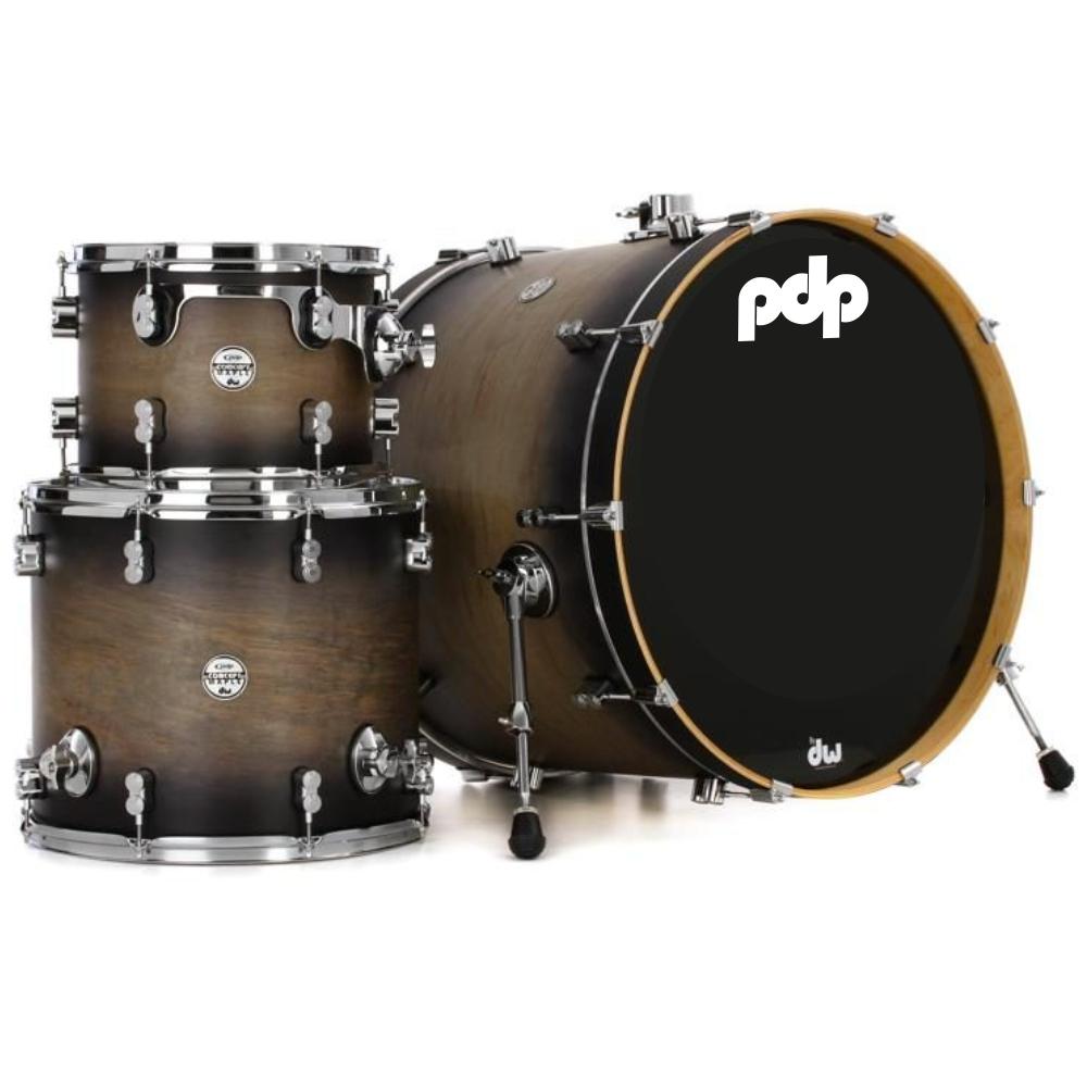 PDP PDCM24RKSCB Batería Acústica Concept Maple Satin Charcoal Burst 3Pcs