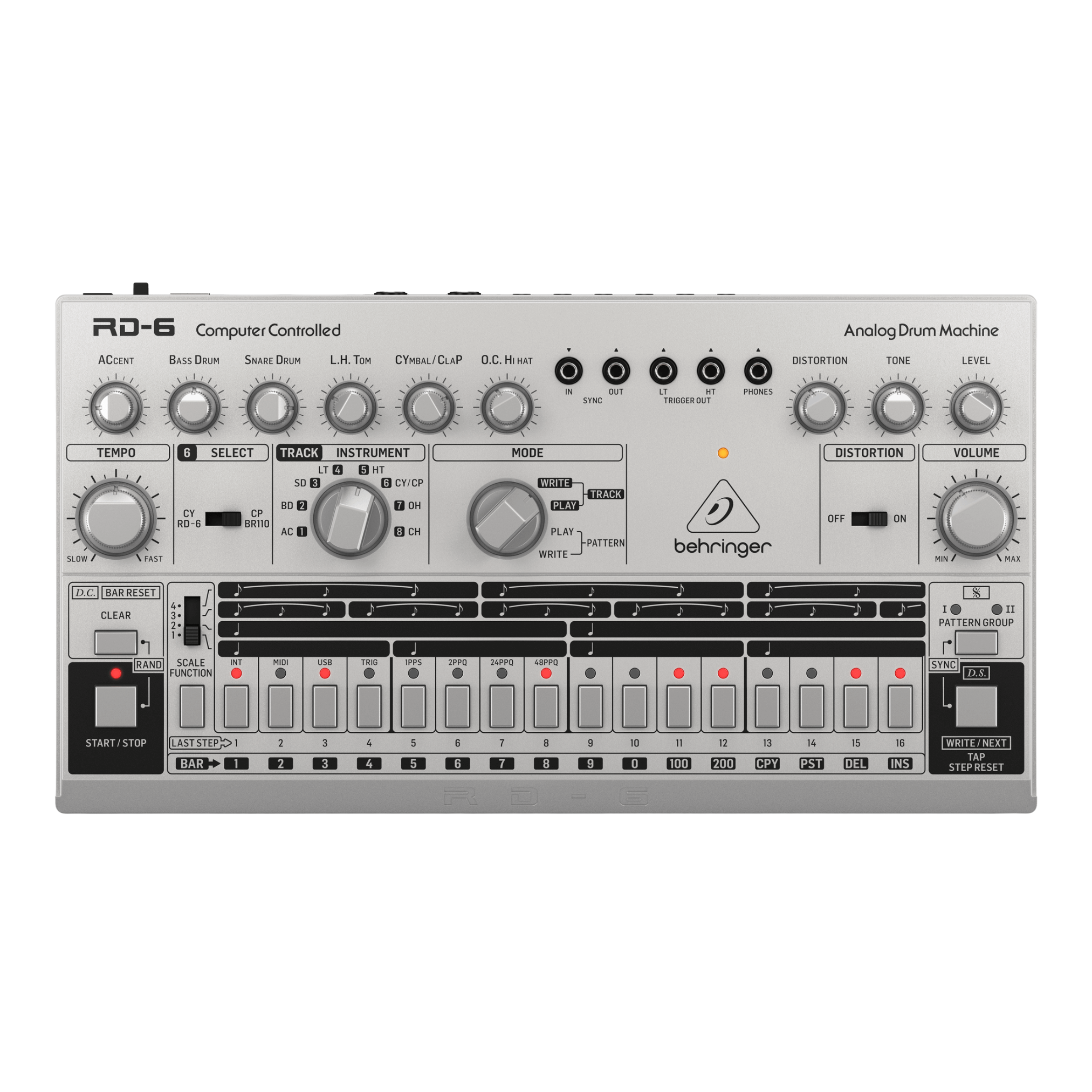 Behringer RD 6 SR Behringer Sintetizador Análogo Drum Machine Plateado