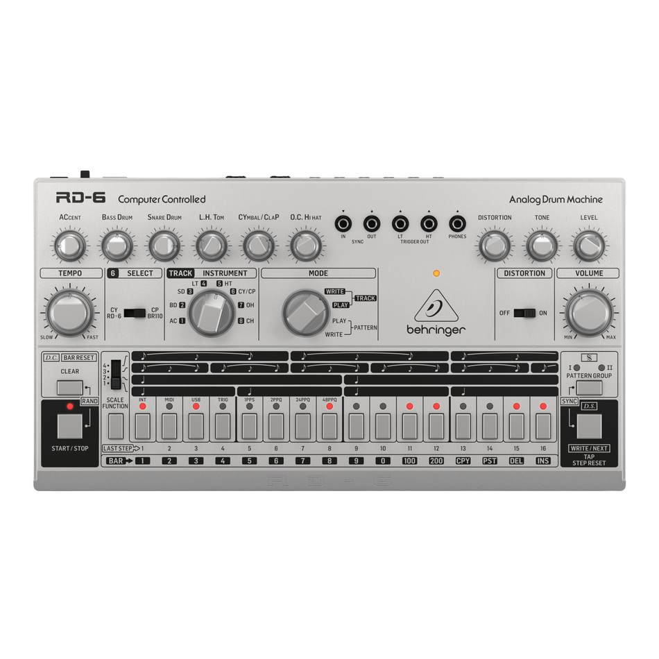 Behringer RD6SR Sintetizador Drum Machine Análogo Plateado
