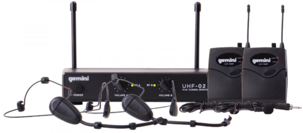 Gemini UHF-02HL Sistema Inalámbrico Cintillo Solapa Doble UHF