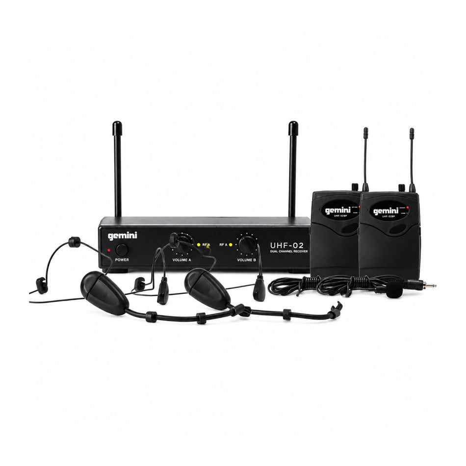 Gemini UHF-02HL Sistema Inalámbrico Cintillo - Solapa Doble UHF